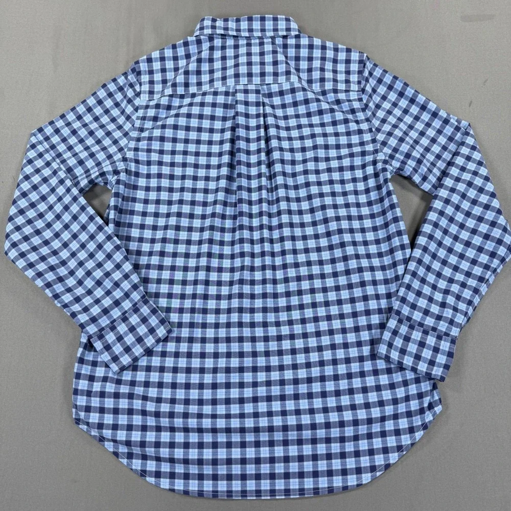 Polo Ralph Lauren Boys L 14-16 Performance Blue Plaid Long Sleeve Button Down